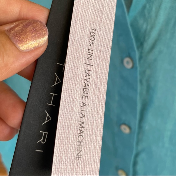 TAHARI Linen Button Down - Picture 2 of 3